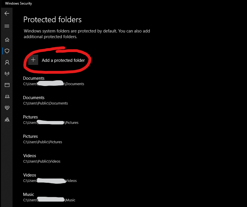 Add a protected folder